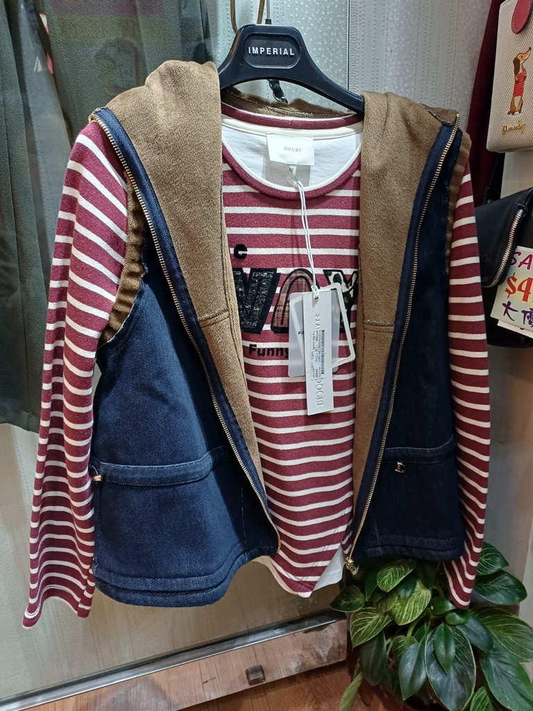 秋冬條紋字母拼接背心套裝