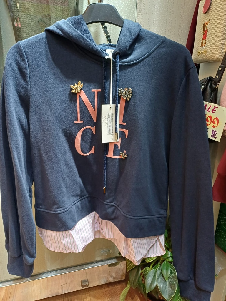 海軍藍拼接下擺衛衣